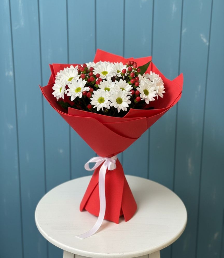 Букет цветов из: Хризантемы в Равнинном