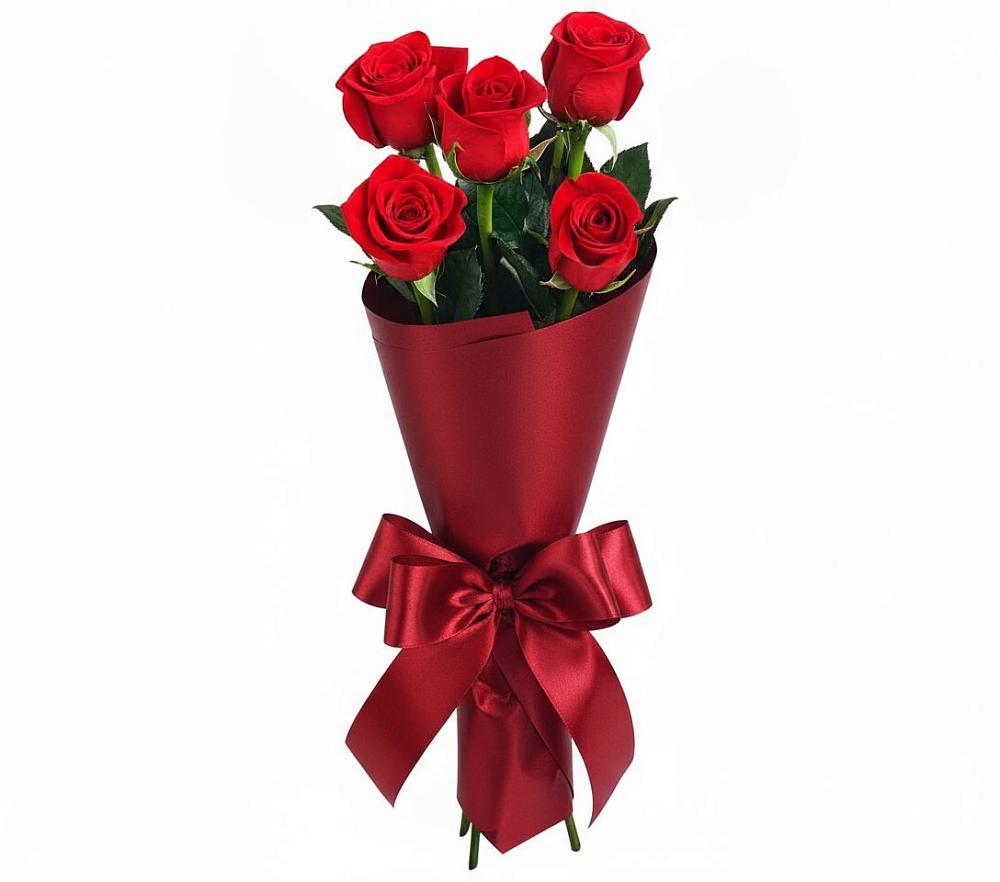 Букет 5 Красных роз Эдлесс Лав в Равнинном