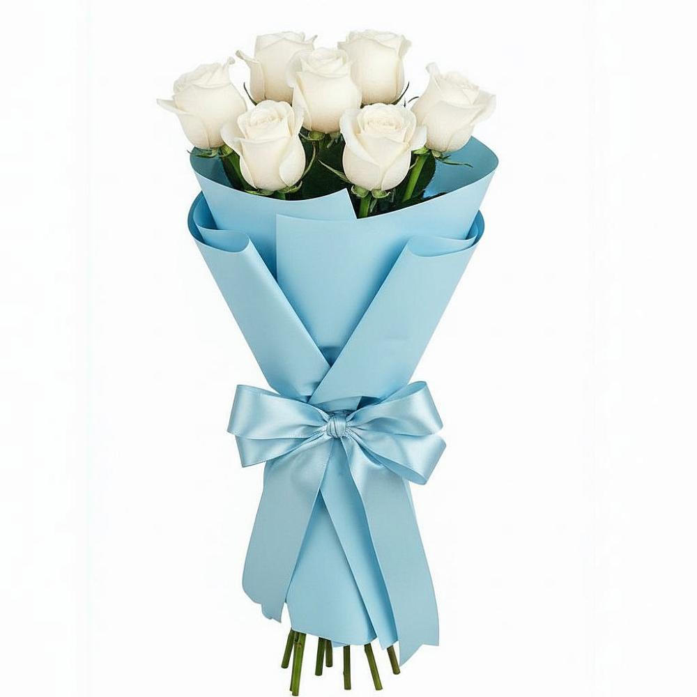 Букет 7 белых роз Проуд в Равнинном