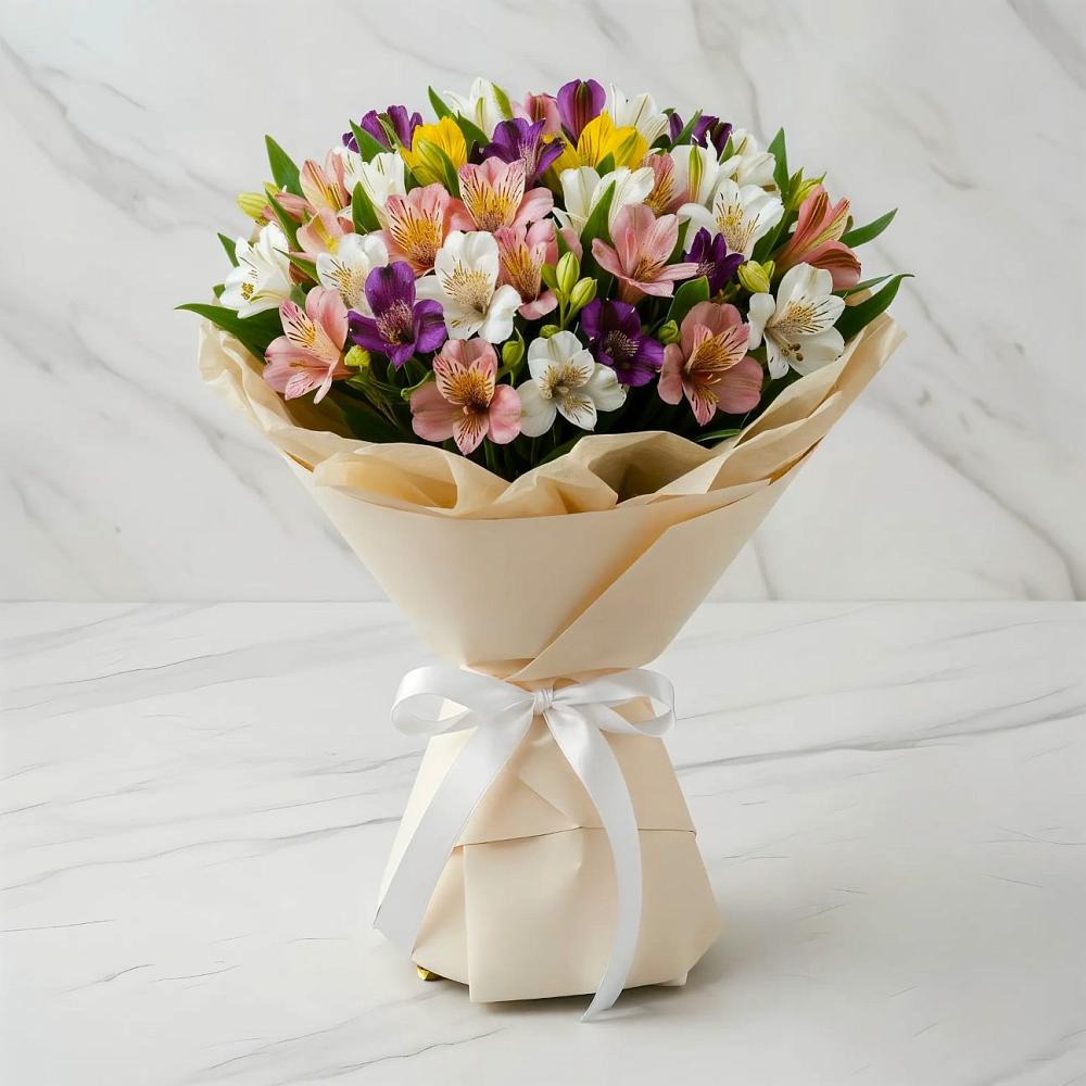 Букет цветов из: Альстромерии в Равнинном