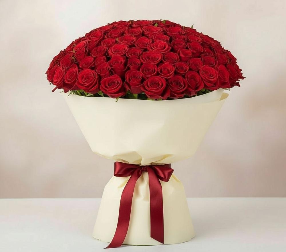 Букет 101 Красная роза Милано в Равнинном