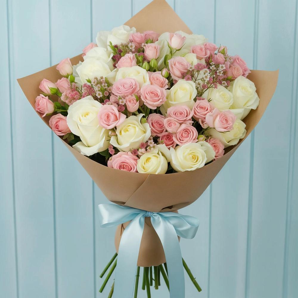 Букет цветов из: Розы в Равнинном
