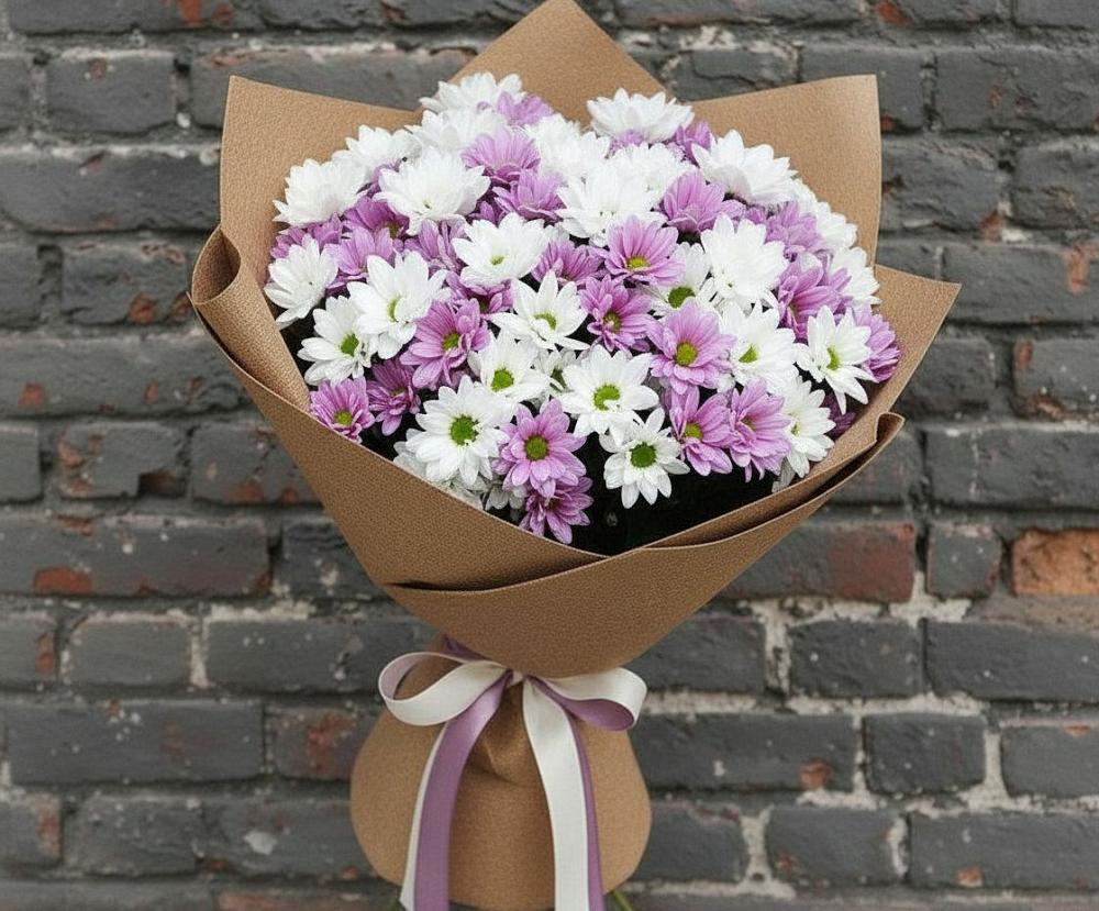 Букет цветов из: Хризантемы в Равнинном