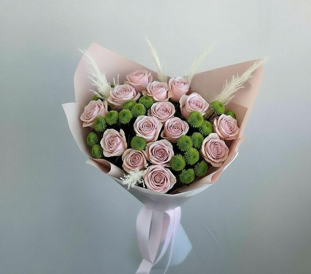 Букет цветов из: Розы и Хризантемы в Равнинном