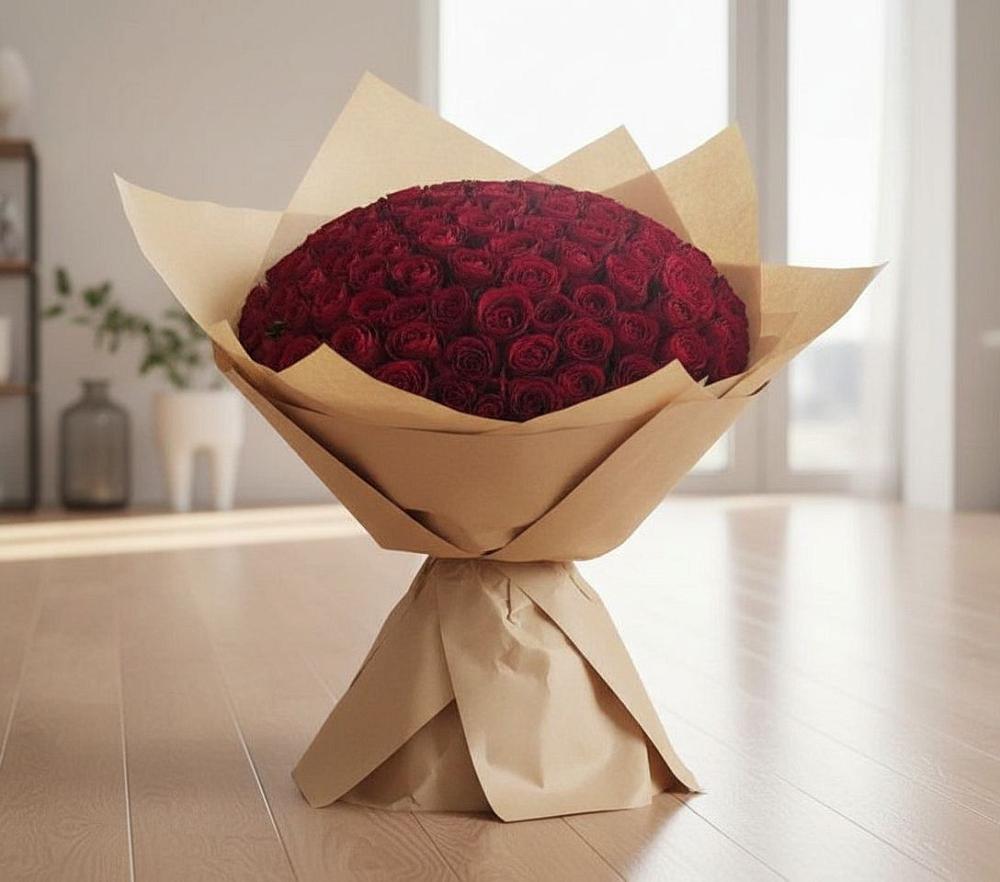 Букет 101 Красная роза в Равнинном