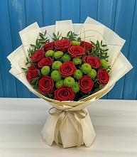 Букет цветов из:  Розы и Хризантемы в Равнинном