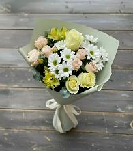 Букет цветов из:  Альстромерии, Розы и Хризантемы в Равнинном