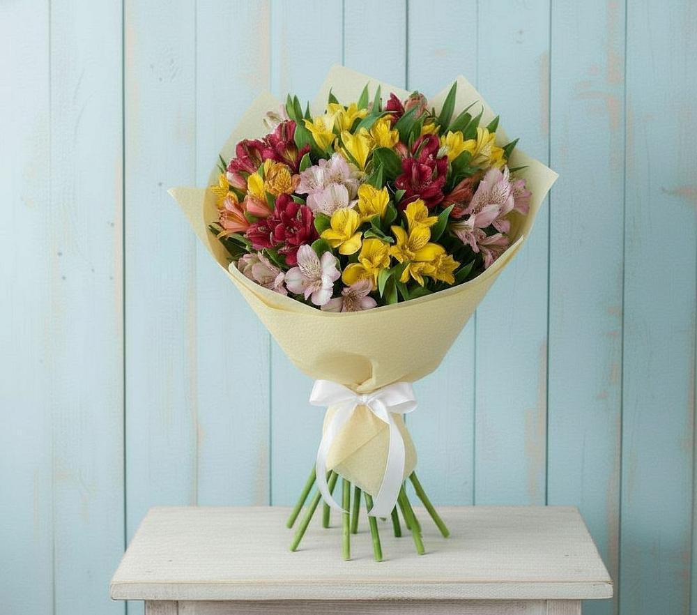 Букет цветов из: Альстромерии в Равнинном