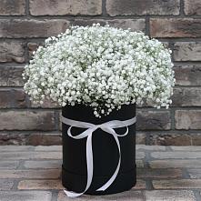 Цветочная композиция из Гипсофила в шляпной коробке в Равнинном